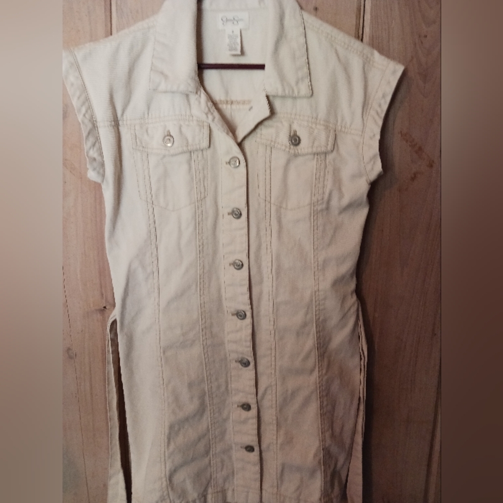 Jessica SIMPSON Denim Light Beige MINI DRESS SIZE SMALL